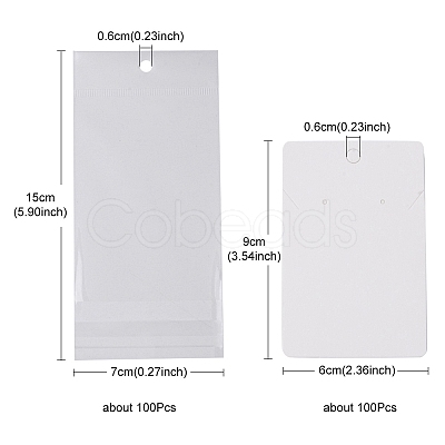 100Pcs Rectangle Paper One Pair Earring Display Cards with Hanging Hole CDIS-YW0001-02B-1