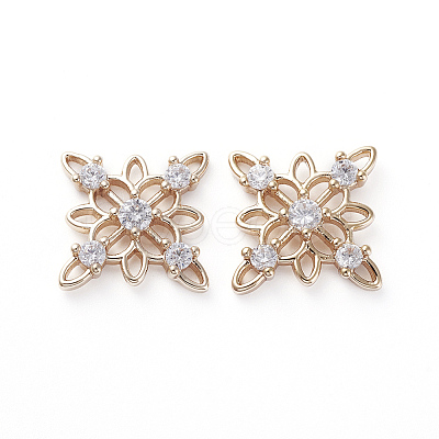 Brass Cubic Zirconia Filigree Joiners ZIRC-K083-014G-1