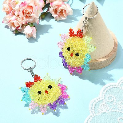 Plastic Beaded Pendant Keychain HJEW-CJC0009-01P-1