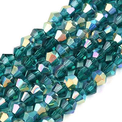 AB Color Plated Transparent Glass Beads Strands GLAA-G127-01-01G-1