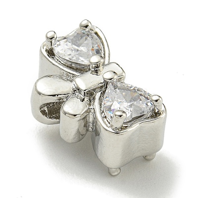 Rack Plating Brass Micro Pave Cubic Zirconia Bead KK-K386-19P-1