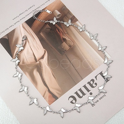 304 Stainless Steel Link Chain Necklaces NJEW-Q033-01A-P-1