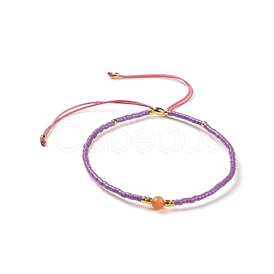 Adjustable Natural Yellow Aventurine Braided Bead Bracelets BJEW-F391-A17-1