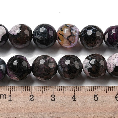 Faceted Natural Fire Crackle Agate Beads Strands G-F447-12mm-N15-1