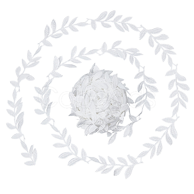 Polyester Lace Leaf Ribbon OCOR-WH0082-514A-1