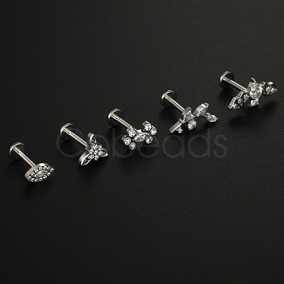 G23 Titanium Micro Pave Clear Cubic Zirconia Labrets WG4B733-05-1