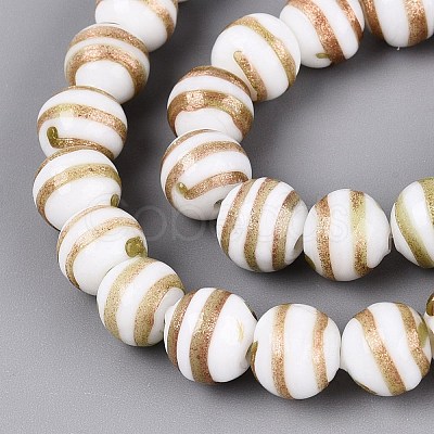 Handmade Gold Sand Lampwork Beads Strands LAMP-Q041-10D-1