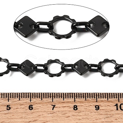 304 Stainless Steel Flower with Rhombus Link Chains CHS-Z007-14B-1