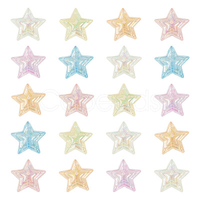 20Pcs UV Plating Transparent Acrylic Beads MACR-TA0002-79-1