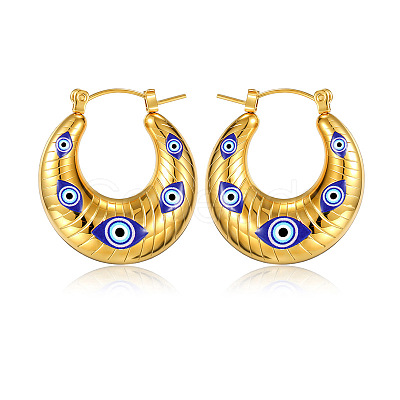 304 Stainless Steel Enamel Hoop Earrings WG83717-02-1