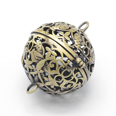 Brass Rack Plating Cage Pendants KK-F722-53AB-RS-1