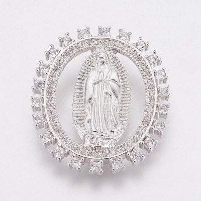 Brass Micro Pave Cubic Zirconia Pendants ZIRC-P075-12P-1