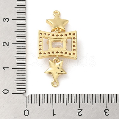 Rack Plating Brass Pave Clear Cubic Zirconia Connector Charms KK-A190-09G-1