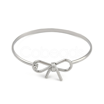 Adjustable Bowknot Brass Torque Bangles for Women BJEW-Z074-01P-1
