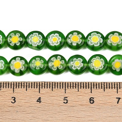 Handmade Millefiori Glass Flat Round Bead Strands LK-P011-21-1