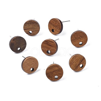 Walnut Wood Stud Earring Findings MAK-N033-008A-1