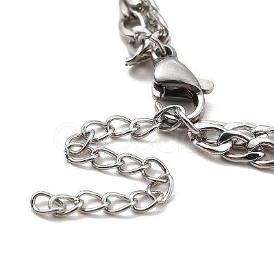 Tarnish Resistant 304 Stainless Steel Curb Chains Double Layer Multi-strand Bracelet BJEW-C025-10P-1