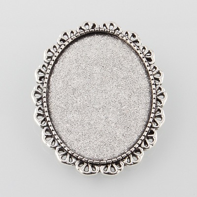 Vintage Alloy Brooch Cabochon Bezel Settings X-PALLOY-O038-41AS-1