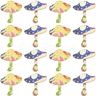 20Pcs 2 Styles Printed Wooden Pendants WOOD-SC0001-65-1
