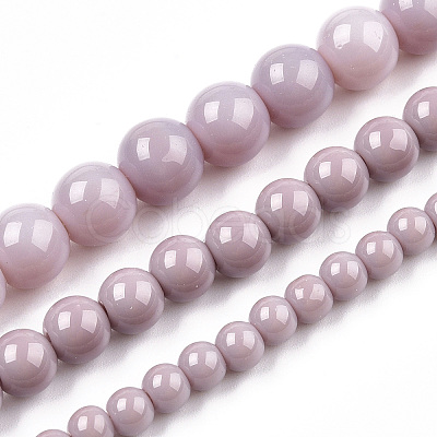Opaque Solid Color Glass Beads Strands GLAA-T032-P8mm-07-1