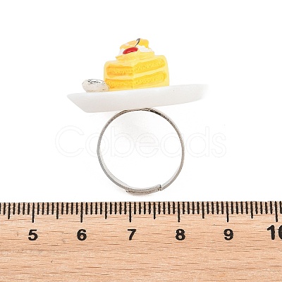 Afternoon Tea Resin & Plastic Adjustable Finger Rings for Women RJEW-K317-01B-1