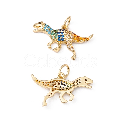 Rack Plating Brass Micro Pave Colorful Cubic Zirconia Pendants ZIRC-C040-48E-G-1
