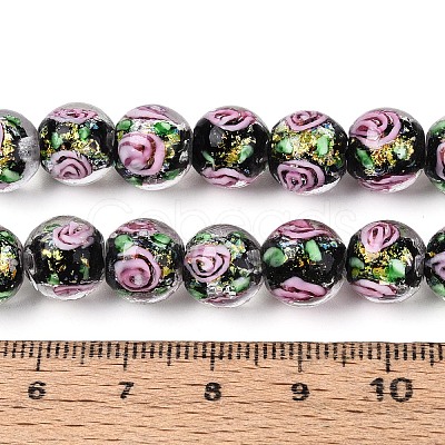 Handmade Foil Glass Beads Strands FOIL-N033-04A-1