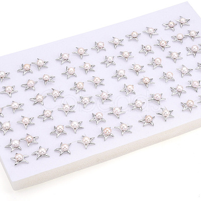 Star Brass Natural Pearl Stud Earrings PEAR-N020-05V-1