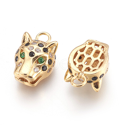 Brass Micro Pave Cubic Zirconia Pendants X-KK-O106-19G-1