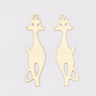 Brass Kitten Pendants KKC-S001-023KC-1
