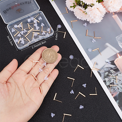 40Pcs Brass Stud Earring Findings KK-BBC0005-21G-1