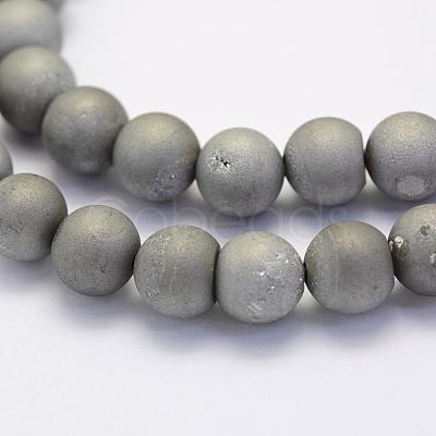 Electroplate Natural Druzy Agate Beads Strands G-G708-10mm-04-1
