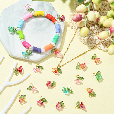 50Pcs 5 Colors Glass Charms FIND-CJ0001-15-1