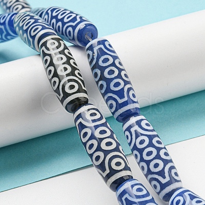 Blue Tibetan Style dZi Beads Strands TDZI-NH0001-B02-01-1