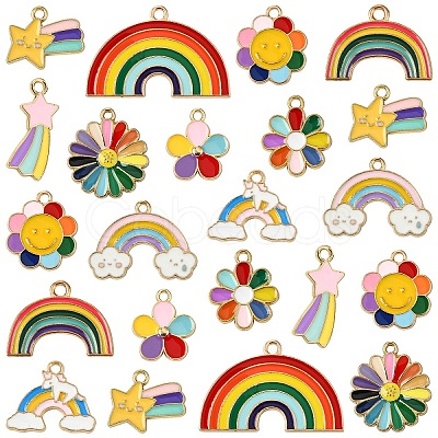 40Pcs 10 Styles Alloy Enamel Pendants ENAM-YW0005-54-1