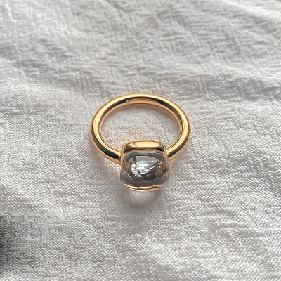 Square 304 Stainless Steel with Glass Finger Rings FS-WG8AAFA-14-1