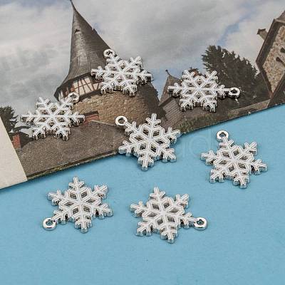 Snowflake Alloy Enamel Pendants ENAM-R041-34-1