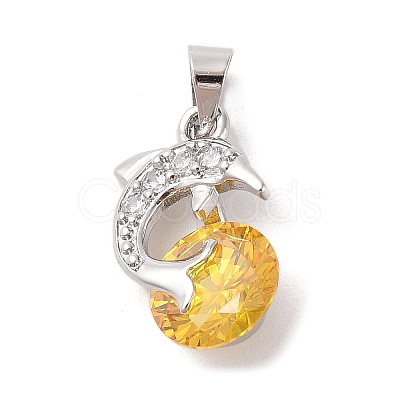 Rack Plating Brass Micro Pave Cubic Zirconia Pendants ZIRC-I066-01P-01-1