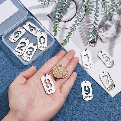 10Pcs 10 Style 201 Stainless Steel Pendants STAS-UN0026-25-1
