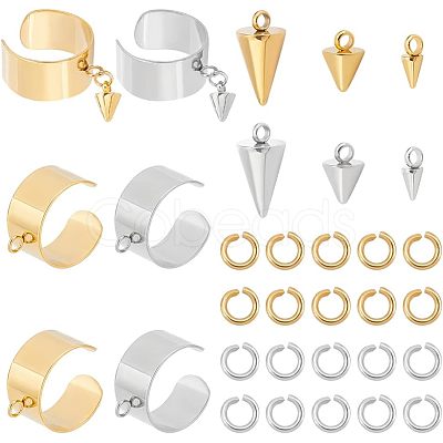 Unicraftale DIY Cone Charm Cuff Ring Making Kit STAS-UN0039-59-1