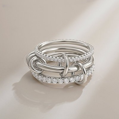 Brass Micro Pave Cubic Zirconia Finger Rings FS-WG6545E-06-1