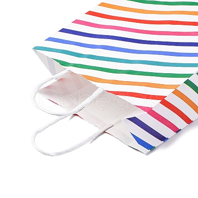 Stripe Print Paper Packing Tote Bags LS-CARB-R001-01B-1