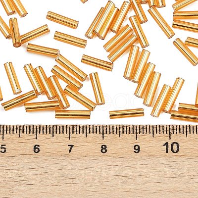 Silver Lined Transparent Glass Bugle Beads SEED-R028-2x9-B01-1