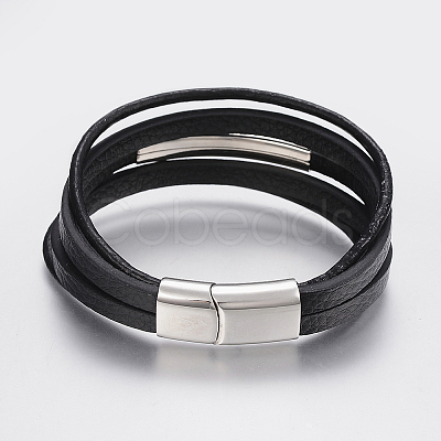 Men's Braided Microfiber Cord Multi-strand Bracelets BJEW-P198-06-1-1