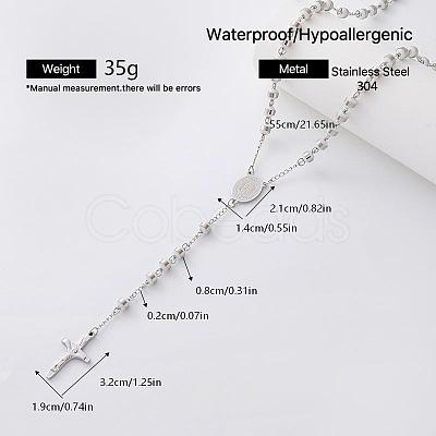 Vintage 304 Stainless Steel Rosary Bead Necklaces SM6488-2-1