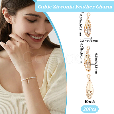 20Pcs Brass Micro Pave Cubic Zirconia Pendants KK-BBC0025-98-1