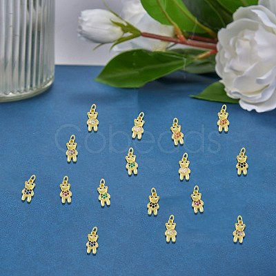 16Pcs 8 Colors Brass Micro Pave Cubic Zirconia Pendants KK-SZ0005-99-1