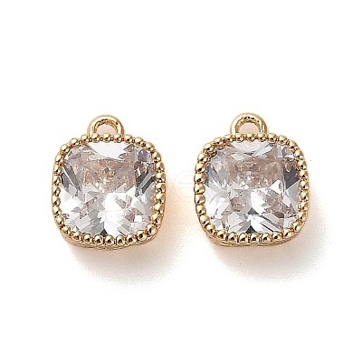 Brass Micro Pave Clear Cubic Zirconia Charms KK-B110-01G-05-1