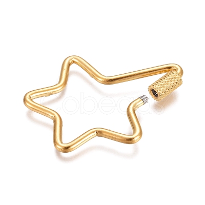 304 Stainless Steel Screw Carabiner Lock Charms STAS-K192-05G-1