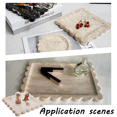 Square Natural Stone Fruit Jewelry Plate ODIS-WH0086-184-1
